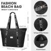 imageG4Free Beach Bag Waterproof Beach Bags for Women Personalized Strap Tote Bag for Women Birthday GiftsBlack