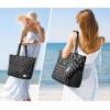imageG4Free Beach Bag Waterproof Sandproof Beach Tote Bag Large Capacity Foldable for WomenBlack White