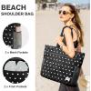 imageG4Free Beach Bag Waterproof Sandproof Beach Tote Bag Large Capacity Foldable for WomenBlack White