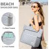 imageG4Free Beach Bag Waterproof Sandproof Beach Tote Bag Large Capacity Foldable for WomenGrey Stripe