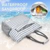 imageG4Free Beach Bag Waterproof Sandproof Beach Tote Bag Large Capacity Foldable for WomenGrey Stripe
