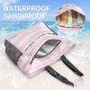 imageG4Free Beach Bag Waterproof Sandproof Beach Tote Bag Large Capacity Foldable for WomenPink White