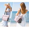 imageG4Free Beach Bag Waterproof Sandproof Beach Tote Bag Large Capacity Foldable for WomenPink White