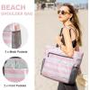 imageG4Free Beach Bag Waterproof Sandproof Beach Tote Bag Large Capacity Foldable for WomenPink White