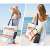 imageG4Free Beach Bag Waterproof Sandproof Beach Tote Bag Large Capacity Foldable for WomenRainbow