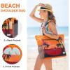 imageG4Free Beach Bag Waterproof Sandproof Beach Tote Bag Large Capacity Foldable for WomenSunset Print