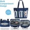 imageG4Free Beach BagWaterproof Beach Tote Pool Bags for WomenCompatible with Stanley CupFoldablefor Weekender TravelBlue and White Stripes