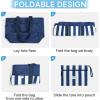 imageG4Free Beach BagWaterproof Beach Tote Pool Bags for WomenCompatible with Stanley CupFoldablefor Weekender TravelBlue and White Stripes
