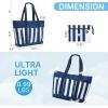 imageG4Free Beach BagWaterproof Beach Tote Pool Bags for WomenCompatible with Stanley CupFoldablefor Weekender TravelBlue and White Stripes