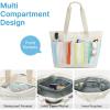 imageG4Free Beach BagWaterproof Beach Tote Pool Bags for WomenCompatible with Stanley CupFoldablefor Weekender TravelRainbow Stripes