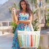 imageG4Free Beach BagWaterproof Beach Tote Pool Bags for WomenCompatible with Stanley CupFoldablefor Weekender TravelRainbow Stripes
