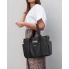 imageG4Free Canvas Tote Bag with Pockets Medium Size Crossbody Work Tote Bag for Women Zipper ClosureBlack