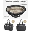 imageG4Free Canvas Tote Bag with Pockets Medium Size Crossbody Work Tote Bag for Women Zipper ClosureBlack
