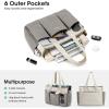 imageG4Free Canvas Tote Bag with Pockets Medium Size Crossbody Work Tote Bag for Women Zipper ClosureGrey