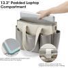 imageG4Free Canvas Tote Bag with Pockets Medium Size Crossbody Work Tote Bag for Women Zipper ClosureGrey