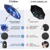 imageG4Free Eco Windproof Travel Umbrella for Rain ampamp Sun Strongest Fiberglass Frame Double Canopy with Reflective Strip Auto Open Close Folding Umbrella For Car Backpack PurseBlackInterstellar