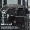 imageG4Free Eco Windproof Travel Umbrella for Rain ampamp Sun Strongest Fiberglass Frame Double Canopy with Reflective Strip Auto Open Close Folding Umbrella For Car Backpack PurseBlack