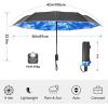 imageG4Free Eco Windproof Travel Umbrella for Rain ampamp Sun Strongest Fiberglass Frame Double Canopy with Reflective Strip Auto Open Close Folding Umbrella For Car Backpack PurseBlackBlue Sky