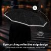 imageG4Free Eco Windproof Travel Umbrella for Rain ampamp Sun Strongest Fiberglass Frame Double Canopy with Reflective Strip Auto Open Close Folding Umbrella For Car Backpack PurseBlack