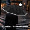 imageG4Free Eco Windproof Travel Umbrella for Rain ampamp Sun Strongest Fiberglass Frame Double Canopy with Reflective Strip Auto Open Close Folding Umbrella For Car Backpack PurseBlackAurora