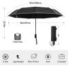 imageG4Free Eco Windproof Travel Umbrella for Rain ampamp Sun Strongest Fiberglass Frame Double Canopy with Reflective Strip Auto Open Close Folding Umbrella For Car Backpack PurseBlack