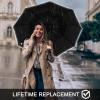 imageG4Free Eco Windproof Travel Umbrella for Rain ampamp Sun Strongest Fiberglass Frame Double Canopy with Reflective Strip Auto Open Close Folding Umbrella For Car Backpack PurseBlack