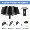 imageG4Free Eco Windproof Travel Umbrella for Rain ampamp Sun Strongest Fiberglass Frame Double Canopy with Reflective Strip Auto Open Close Folding Umbrella For Car Backpack PurseBlackPurple Daisy