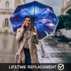 imageG4Free Eco Windproof Travel Umbrella for Rain ampamp Sun Strongest Fiberglass Frame Double Canopy with Reflective Strip Auto Open Close Folding Umbrella For Car Backpack PurseBlackInterstellar