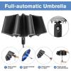 imageG4Free Eco Windproof Travel Umbrella for Rain ampamp Sun Strongest Fiberglass Frame Double Canopy with Reflective Strip Auto Open Close Folding Umbrella For Car Backpack PurseBlackInterstellar