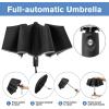 imageG4Free Eco Windproof Travel Umbrella for Rain ampamp Sun Strongest Fiberglass Frame Double Canopy with Reflective Strip Auto Open Close Folding Umbrella For Car Backpack PurseBlack