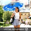 imageG4Free Eco Windproof Travel Umbrella for Rain ampamp Sun Strongest Fiberglass Frame Double Canopy with Reflective Strip Auto Open Close Folding Umbrella For Car Backpack PurseBlackBlue Sky