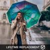 imageG4Free Eco Windproof Travel Umbrella for Rain ampamp Sun Strongest Fiberglass Frame Double Canopy with Reflective Strip Auto Open Close Folding Umbrella For Car Backpack PurseBlackAurora