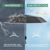 imageG4Free Eco Windproof Travel Umbrella for Rain ampamp Sun Strongest Fiberglass Frame Double Canopy with Reflective Strip Auto Open Close Folding Umbrella For Car Backpack PurseBlackInterstellar