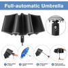 imageG4Free Eco Windproof Travel Umbrella for Rain ampamp Sun Strongest Fiberglass Frame Double Canopy with Reflective Strip Auto Open Close Folding Umbrella For Car Backpack PurseBlackBlue Sky