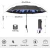 imageG4Free Eco Windproof Travel Umbrella for Rain ampamp Sun Strongest Fiberglass Frame Double Canopy with Reflective Strip Auto Open Close Folding Umbrella For Car Backpack PurseBlackPurple Daisy
