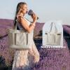 imageG4Free Large Canvas Tote Bag for Women with Zipper Fit 156quot Laptop Everything Tote Bags with Pockets for Work TravelBeige