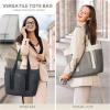 imageG4Free Large Canvas Tote Bag for Women with Zipper Fit 156quot Laptop Everything Tote Bags with Pockets for Work TravelGrey