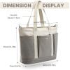 imageG4Free Large Canvas Tote Bag for Women with Zipper Fit 156quot Laptop Everything Tote Bags with Pockets for Work TravelGrey