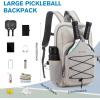 imageG4Free Pickleball Bag Pickleball Backpack for Women and Men Padel Bag Fits 2 to 4 Paddles Gifts for Pickleball LoversIvory White