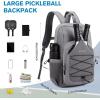 imageG4Free Pickleball Bag Pickleball Backpack for Women and Men Padel Bag Fits 2 to 4 Paddles Gifts for Pickleball LoversLightgrey