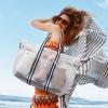 imageG4Free Waterproof Beach Tote Pool Bags for Women Large Capacity Tote Bag With Wet Compartment for Weekender TravelWhite