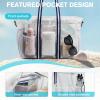 imageG4Free Waterproof Beach Tote Pool Bags for Women Large Capacity Tote Bag With Wet Compartment for Weekender TravelWhite