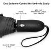 imageG4Free Windproof Travel Umbrellas for Rain Double Canopy Automatic Compact Umbrella with Strong Fiberglass Frame and Windproof CableBlack