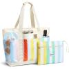 imageG4Free Beach BagWaterproof Beach Tote Pool Bags for WomenCompatible with Stanley CupFoldablefor Weekender TravelRainbow Stripes