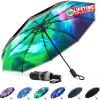imageG4Free Eco Windproof Travel Umbrella for Rain ampamp Sun Strongest Fiberglass Frame Double Canopy with Reflective Strip Auto Open Close Folding Umbrella For Car Backpack PurseBlackAurora