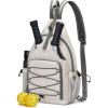 imageG4Free Pickleball Backpack Mens ampamp Womens Adjustable Crossbody Sling Bag Lightweight Paddle BagIvory