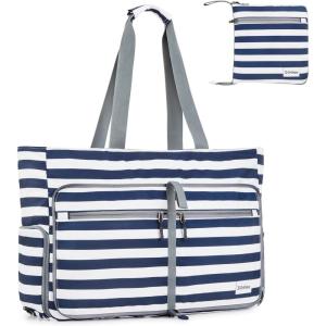 imageG4Free Beach Bag Foldable Beach Tote Bag with Zipper Waterproof Sandproof Pool BagNavy
