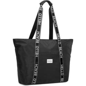 imageG4Free Beach Bag Waterproof Beach Bags for Women Personalized Strap Tote Bag for Women Birthday GiftsBlack