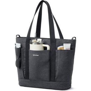 imageG4Free Large Canvas Tote Bag for Women with Zipper Fit 156quot Laptop Everything Tote Bags with Pockets for Work TravelBlack