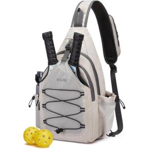 imageG4Free Pickleball Bag Crossbody Sling Bag for Men Women Pickleball Backpack Pickle Ball Paddle Bag Gifts for SportsIvory